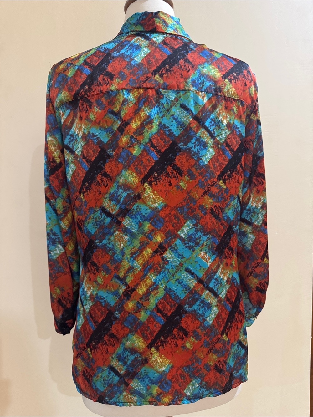 Notations Multi-Color Abstract Tie-Neck Blouse - Picture 4 of 4